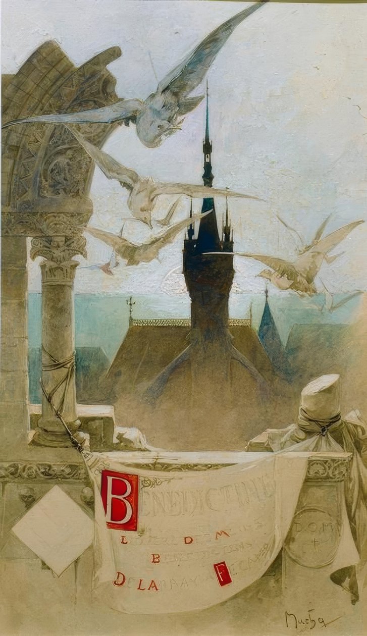 benediktiner av Alphonse Mucha
