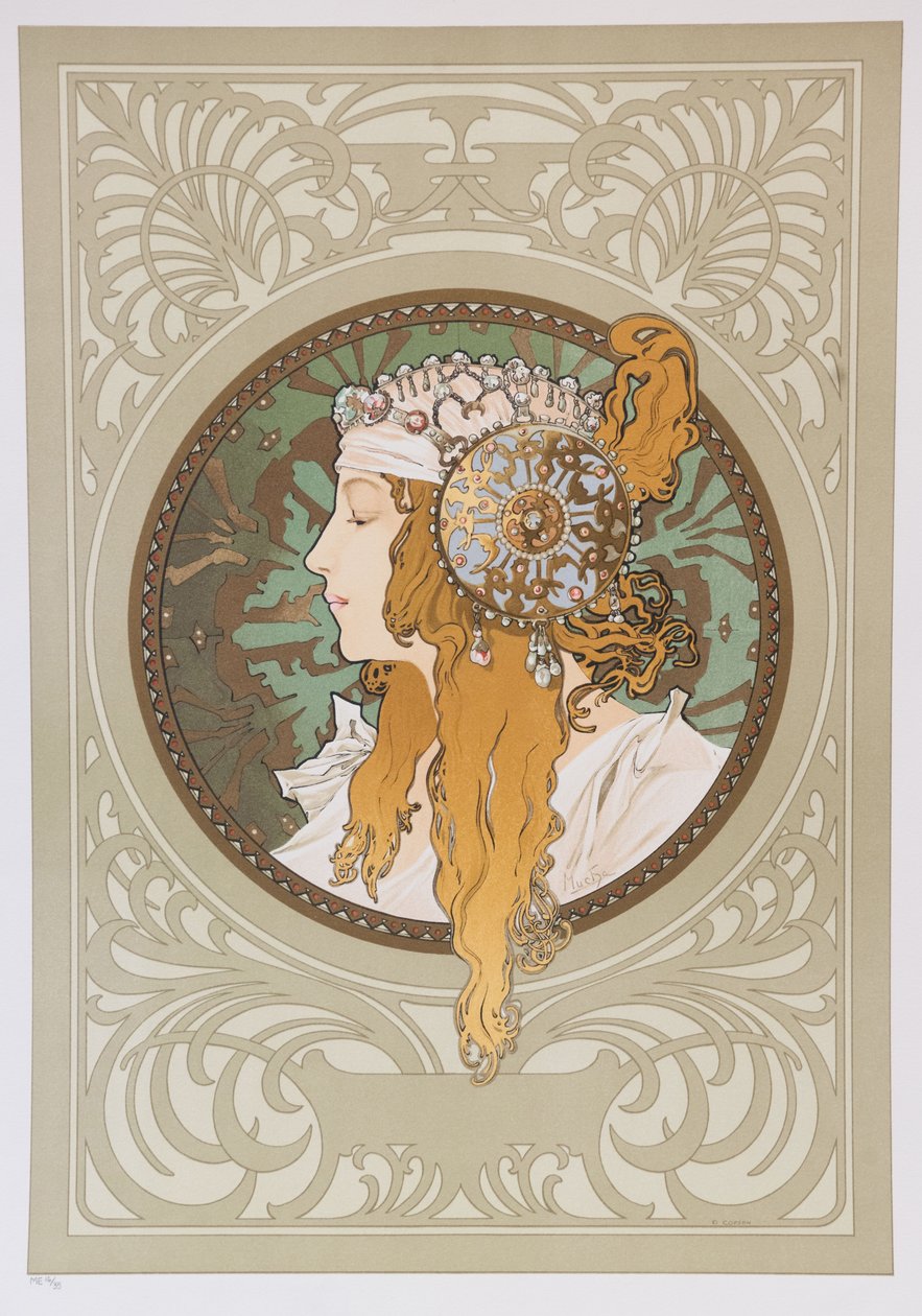 Bysantinske hoder: Blond, 1897. av Alphonse Mucha