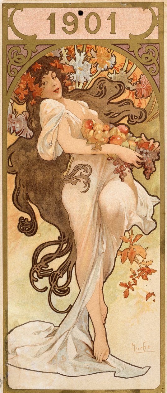 Kalender for året 1901, c1900. av Alphonse Mucha