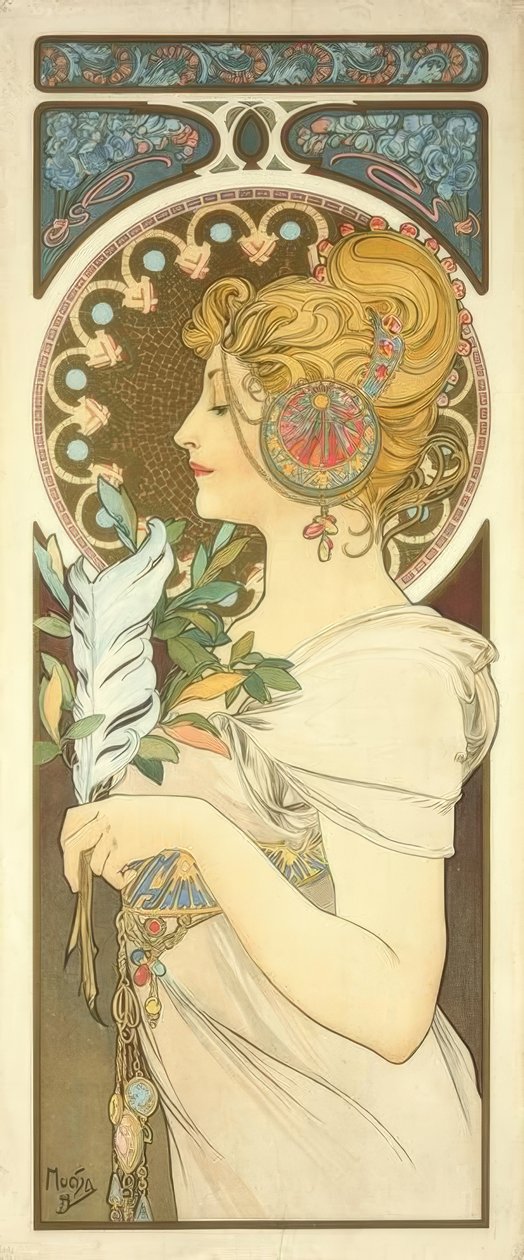 fjær av Alphonse Mucha
