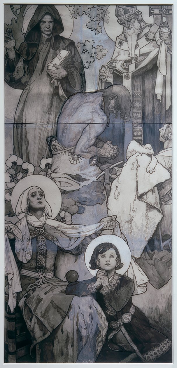 Vinduet til St. Vitus i Praha av Alphonse Mucha