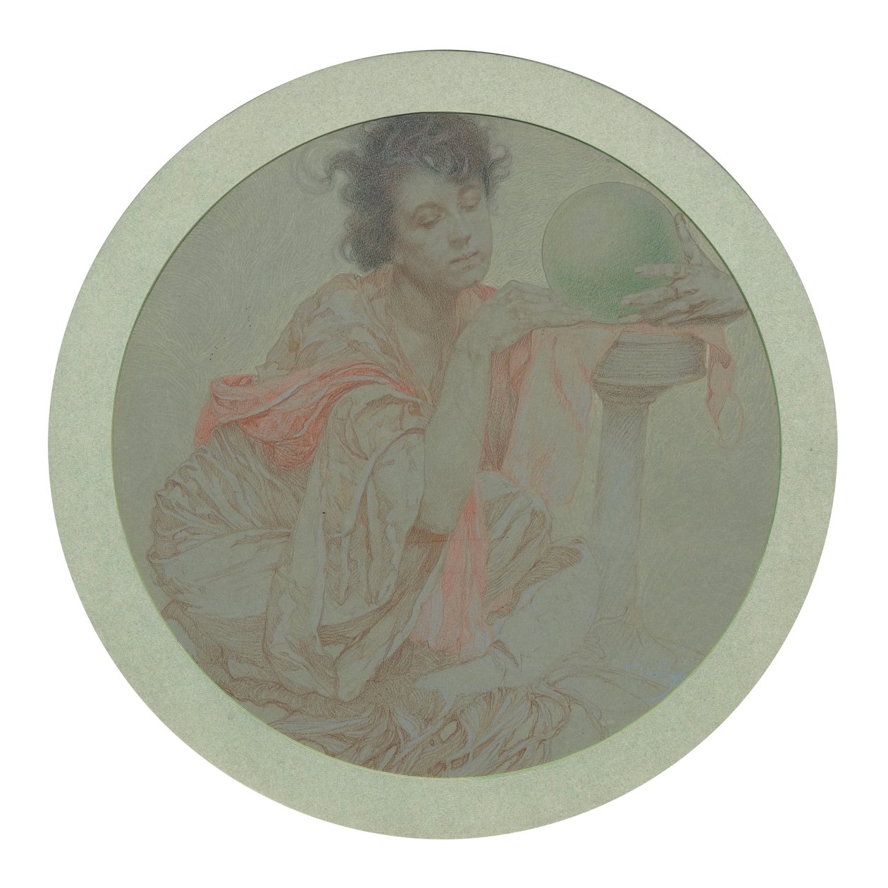 Spåkone med krystallkule. av Alphonse Mucha