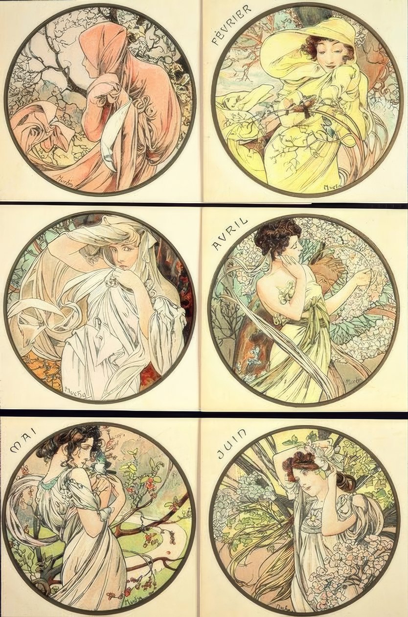 Januar Februar Mars April Mai Juni av Alphonse Mucha