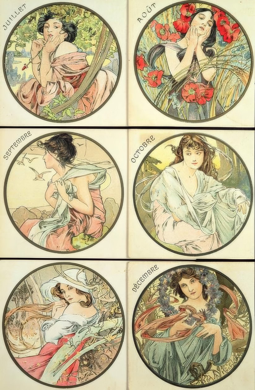 Juli August September Oktober November Desember av Alphonse Mucha