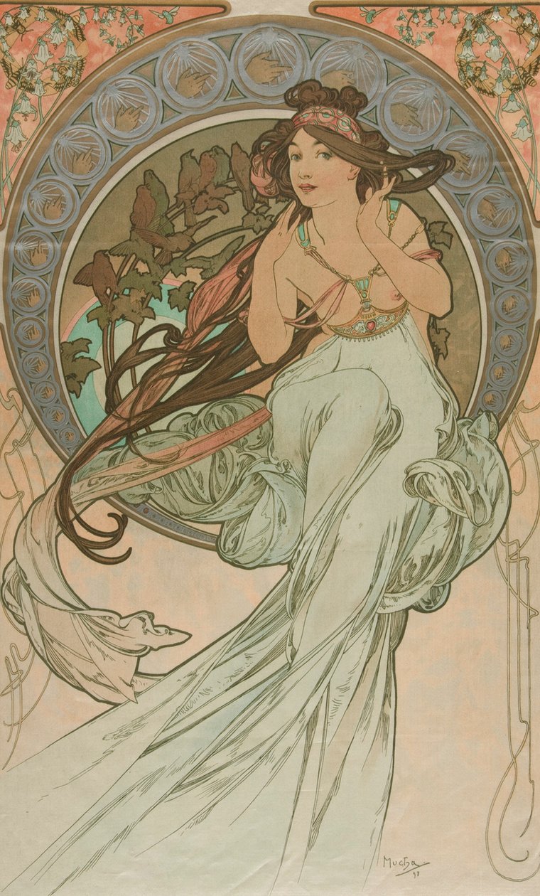 Musikk fra kunsten, 1898 av Alphonse Mucha