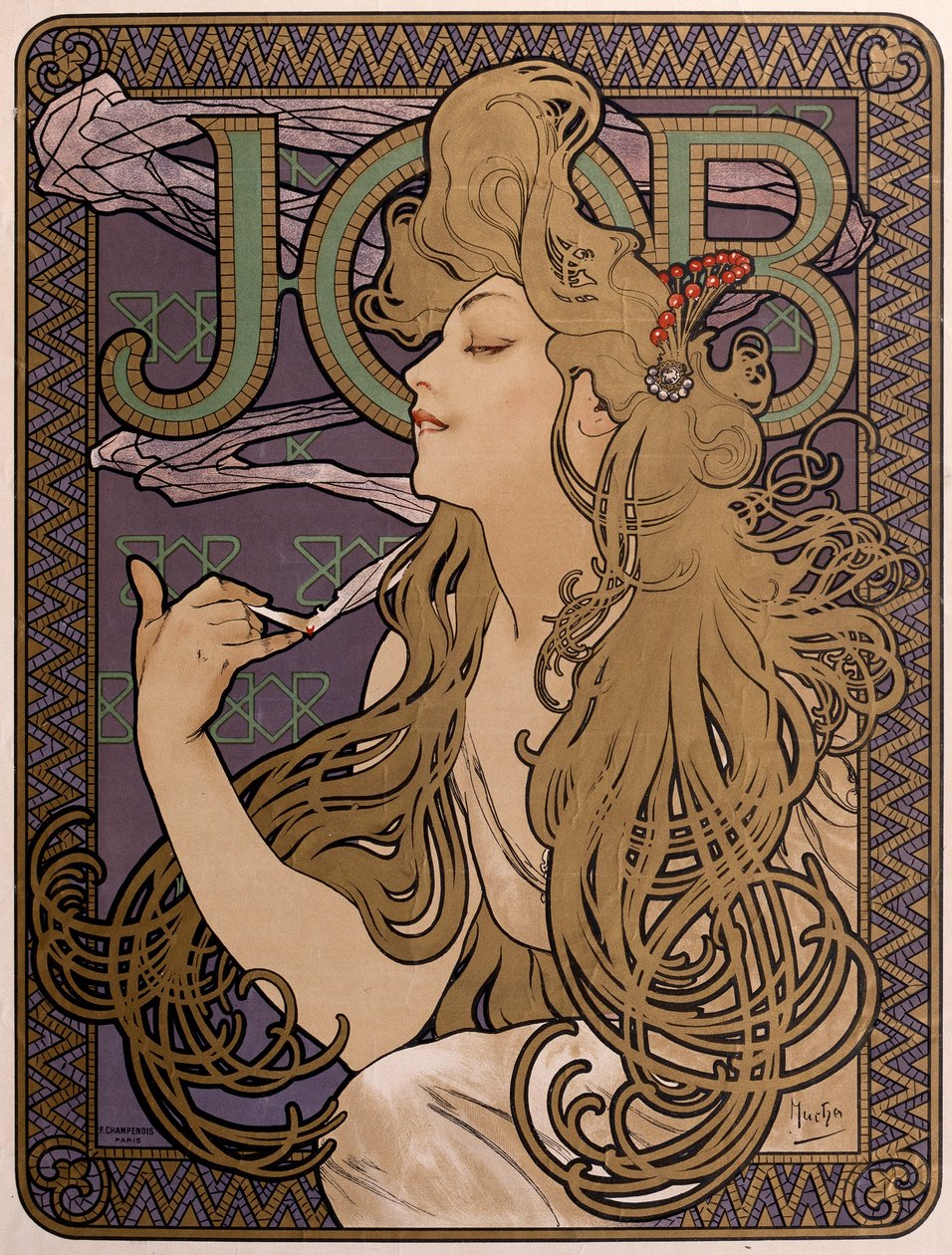 Plakat for Job silkepapir, 1897 av Alphonse Mucha