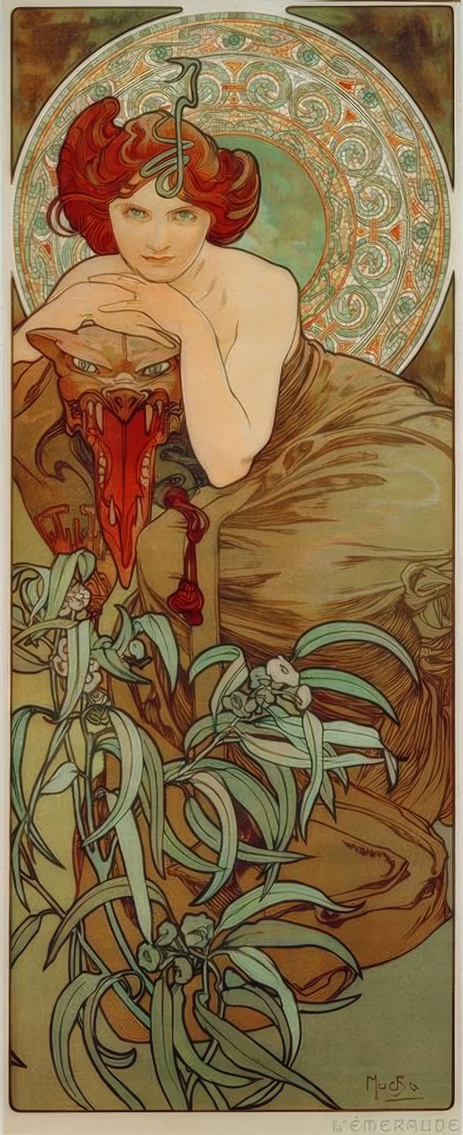 smaragd av Alphonse Mucha