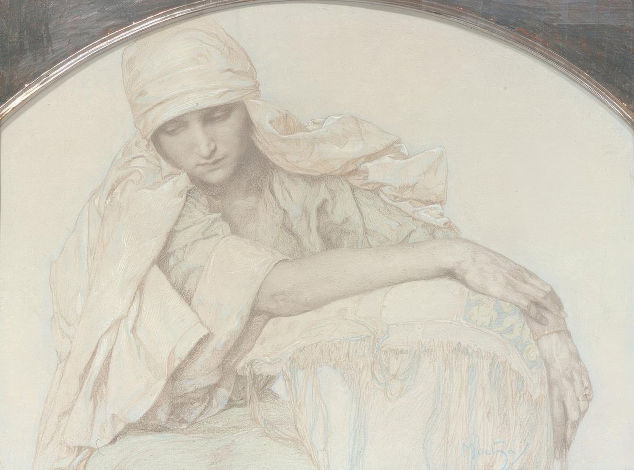 Studie av en ung kvinne av Alphonse Mucha