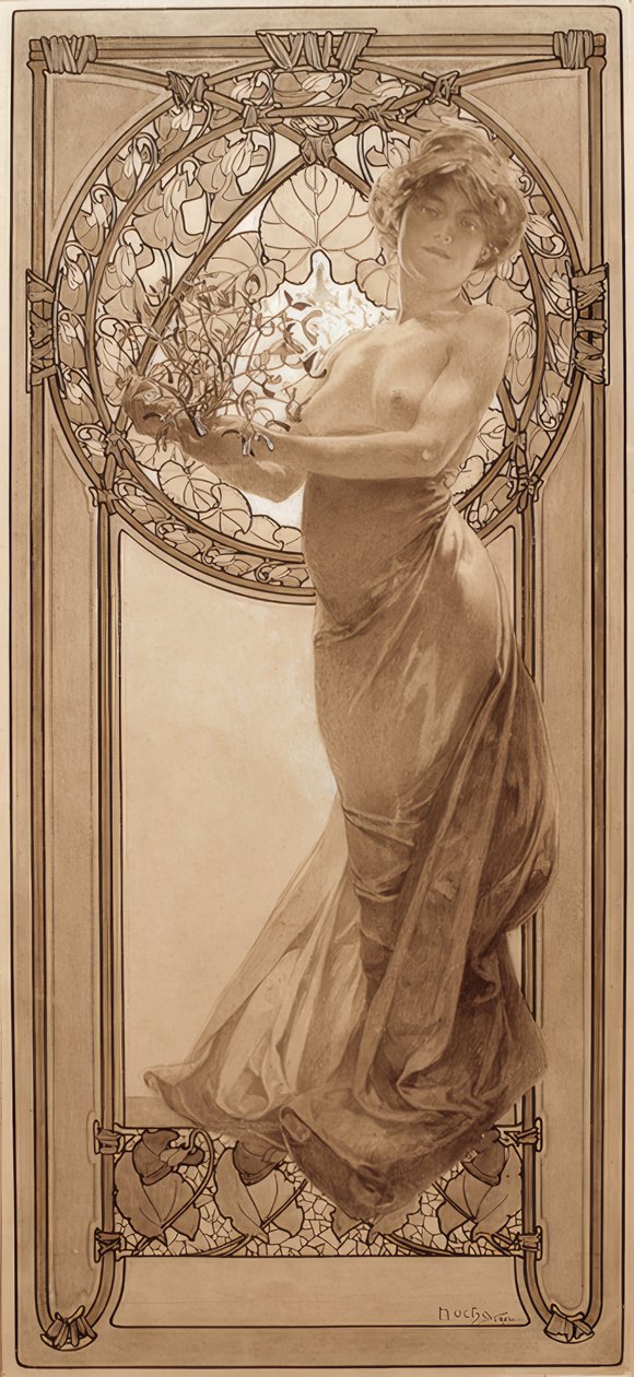 Foreløpig tegning for tabell 8 av Alphonse Mucha