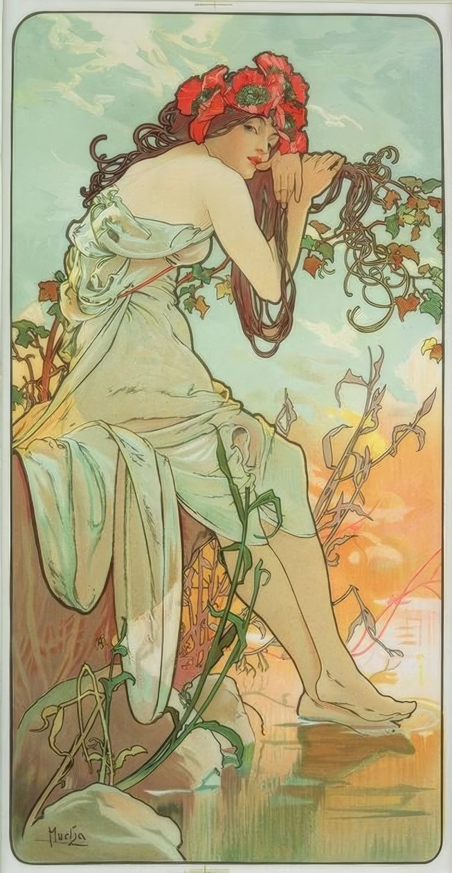 Sommer av Alphonse Mucha
