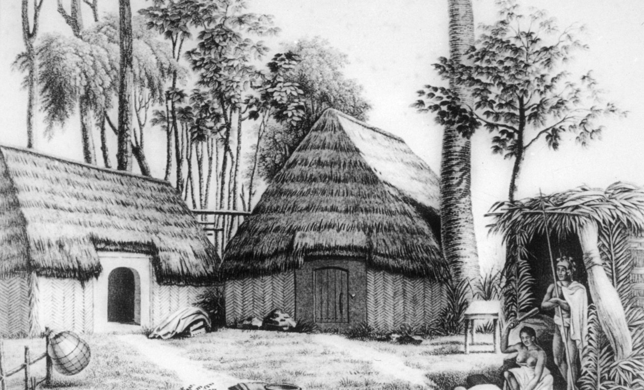 Høvdingens hus, Kalaimoku, 1819. av Alphonse Pellion
