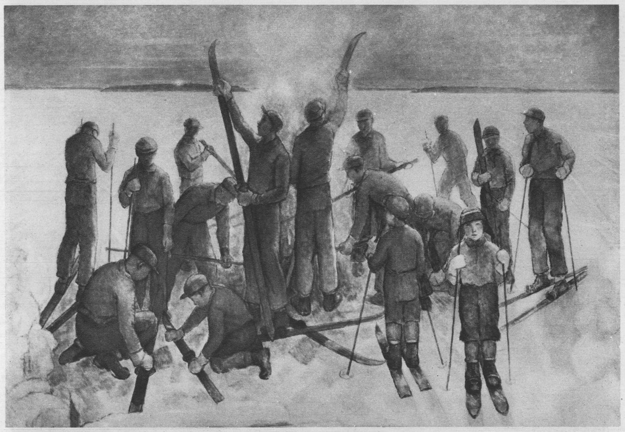 Skitur for skolebarna. Beskrivelse i henhold til kilder Engelsk: Ski - i Finlandn av Alvar Cawén