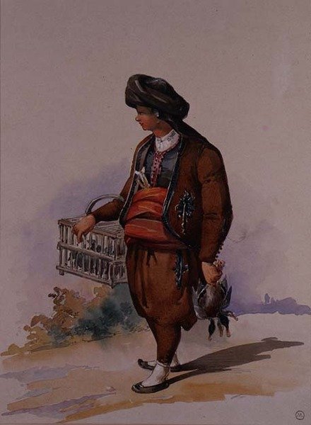 En andeselger, ca. 1855 av Amadeo Preziosi