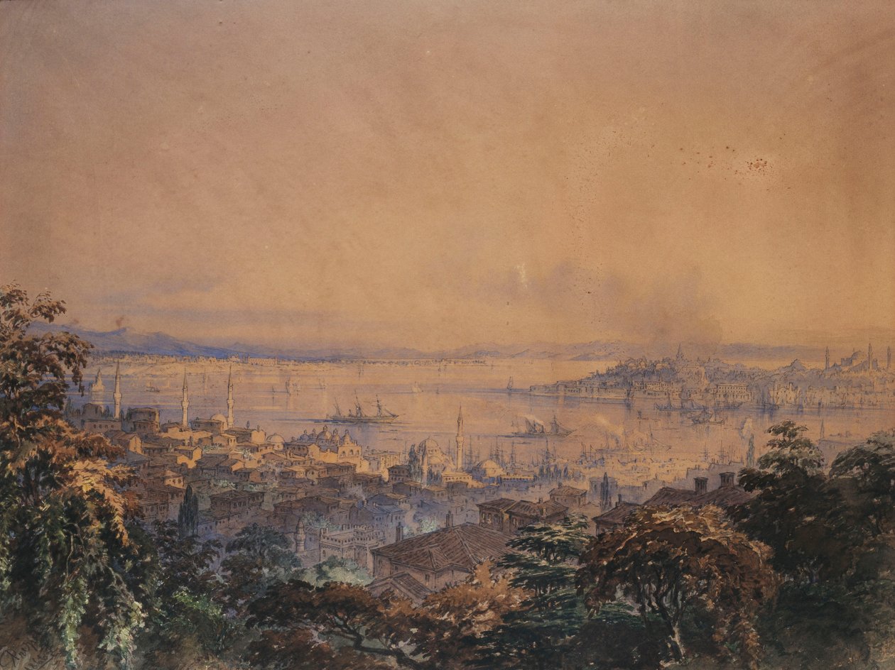 En utsikt over Konstantinopel, 1866 av Amadeo Preziosi