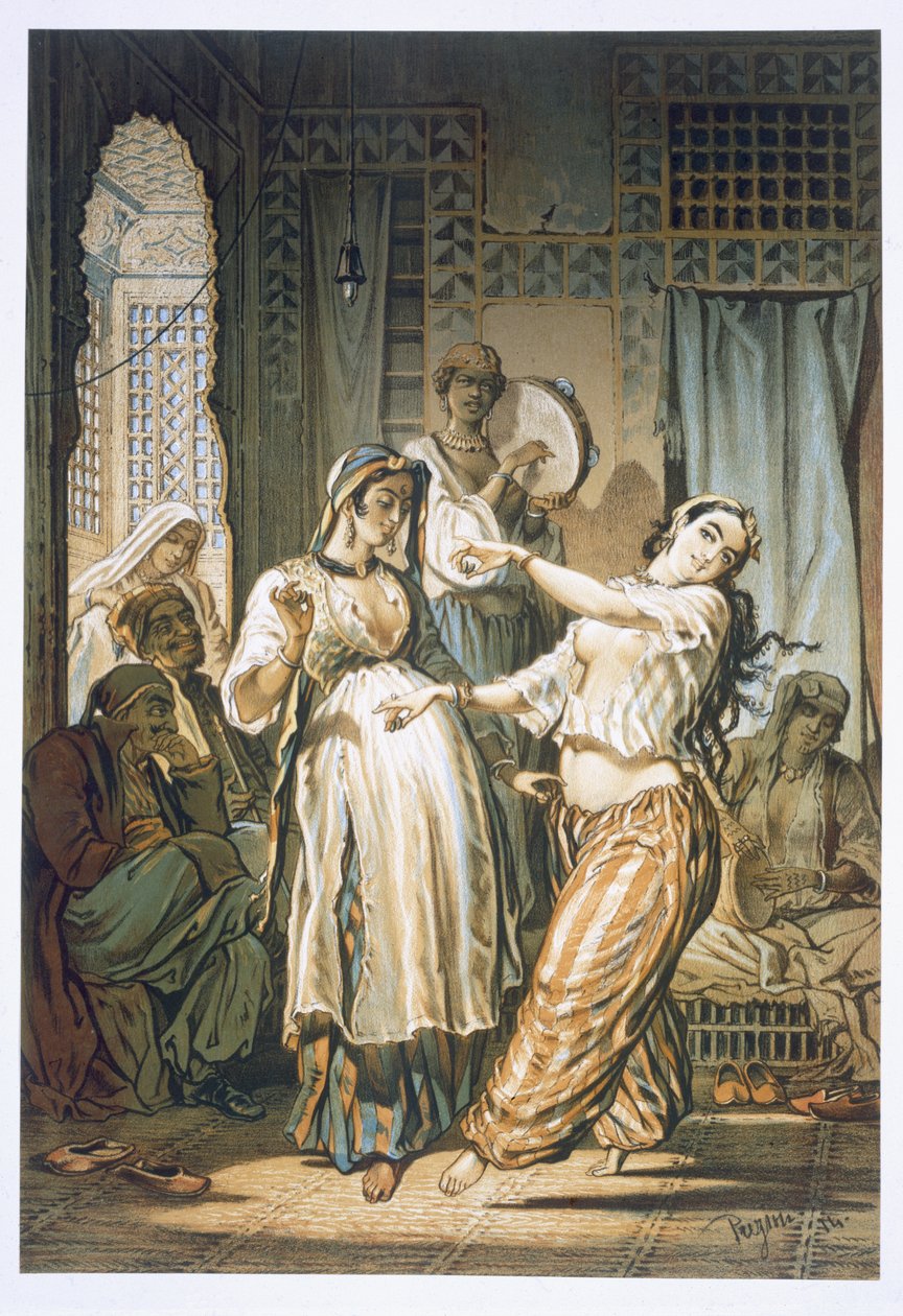 Egyptisk magedanser, fra "Souvenir of Cairo" av Amadeo Preziosi