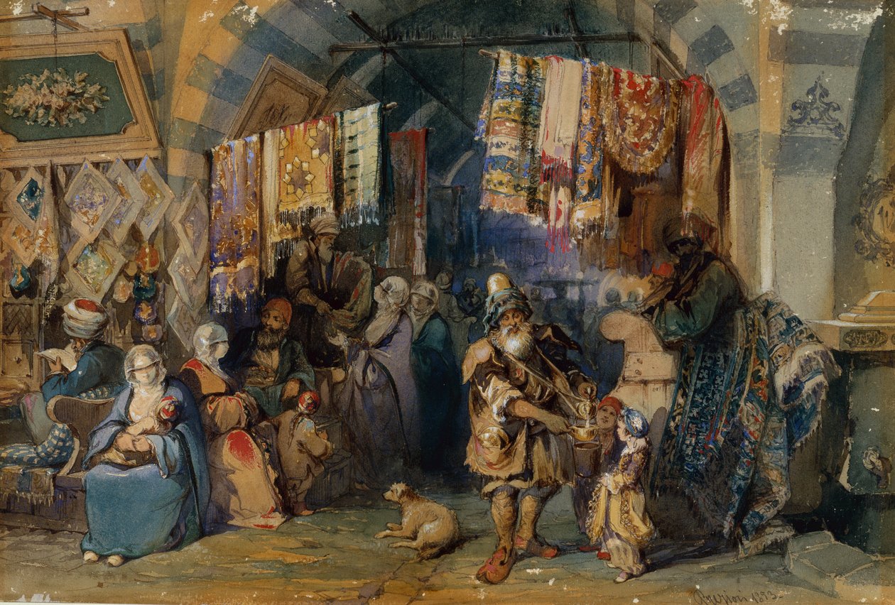 Basaren, Konstantinopel av Amadeo Preziosi