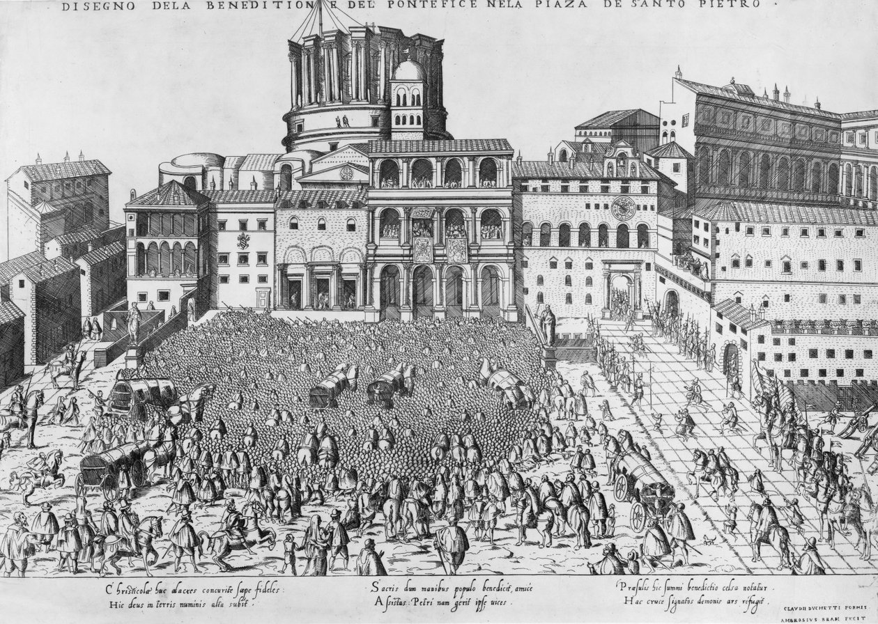 Velsignelse av paven på Petersplassen, ca. 1583 av Ambrogio Brambilla