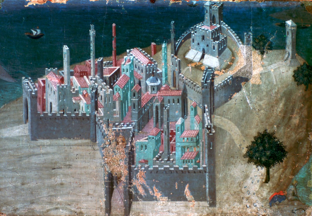 Utsikt over en kystby, c1300-1348 av Ambrogio Lorenzetti