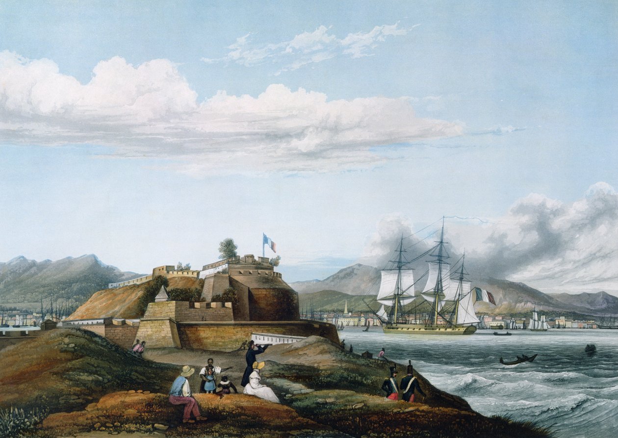 Utsikt over Fort Royal, Martinique av Ambroise Louis Garneray