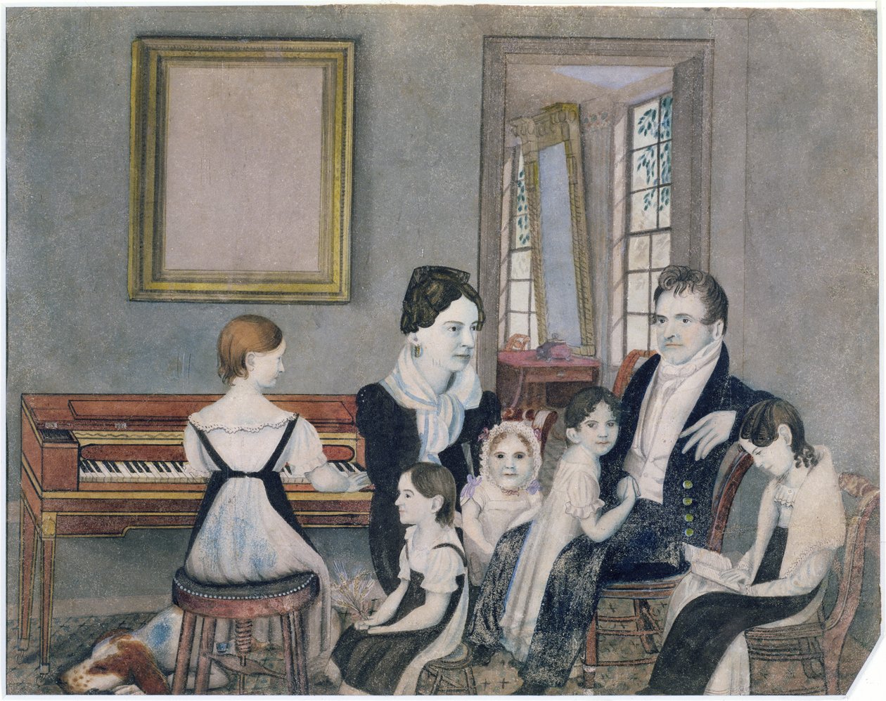 Familien Schuyler, 1824 (wc på papir) av Ambrose Andrews