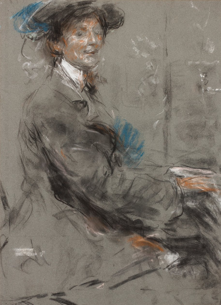 Dame Ethel Smyth (pastell på grått papir) av Ambrose McEvoy