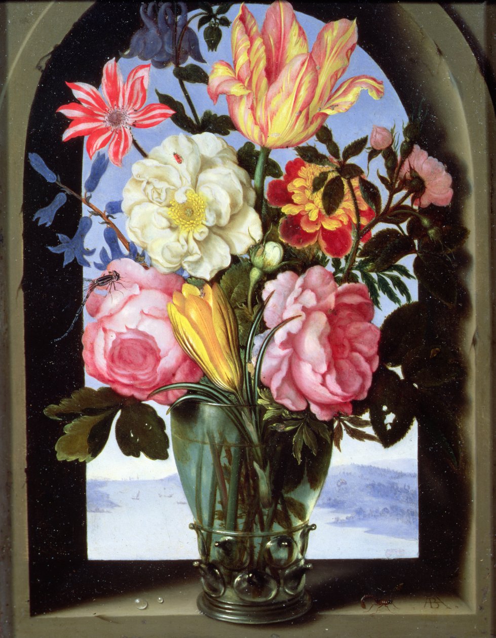 Stilleben av blomster i et drikkeglass av Ambrosius the Elder Bosschaert