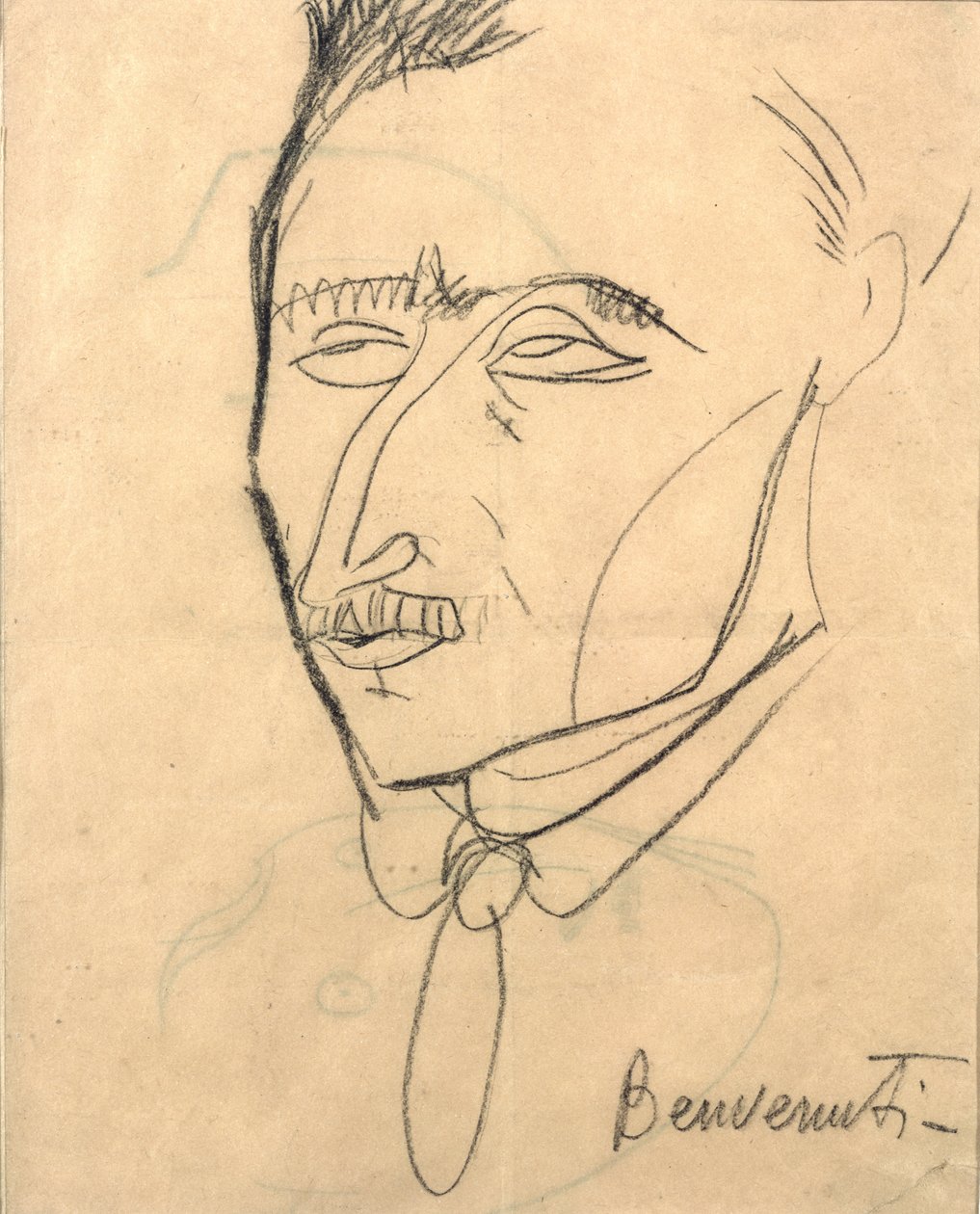 Aristide Sommati, ca. 1908 (kull på papir) av Amedeo Modigliani