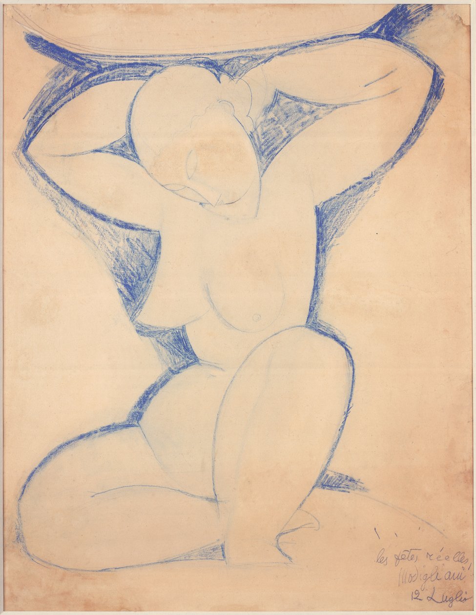 Caryatid, 1913-14 (farget blyant på papir) av Amedeo Modigliani