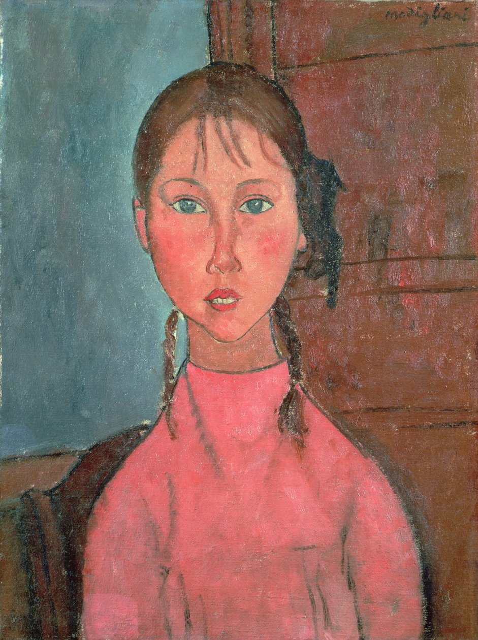 Pike med pigtails, ca. 1918 av Amedeo Modigliani