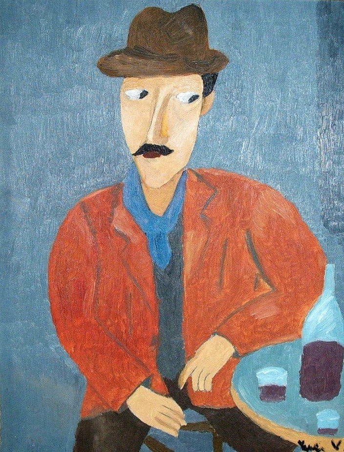 Mann Med Vinglass av Amedeo Modigliani
