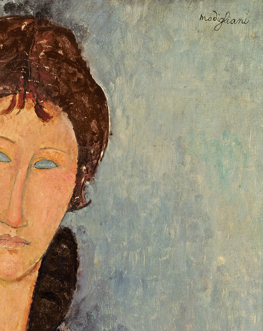 Kvinne med blå øyne, ca. 1918 (detalj av 96792) av Amedeo Modigliani