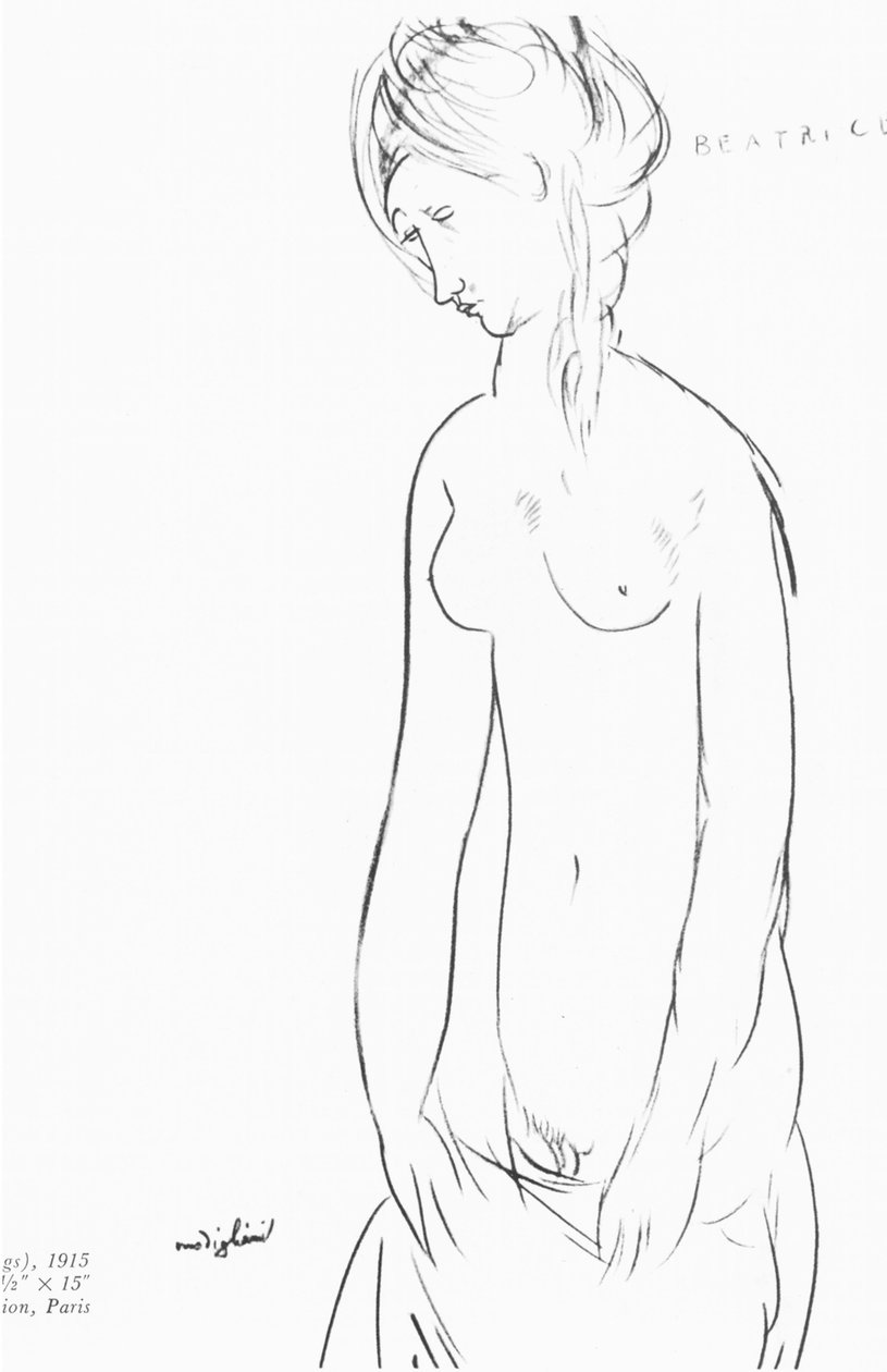 Beatrice Hastings, 1915 (svart fargestift på papir http:gem.bridgemanimages.comlightbox5477500er) av Amedeo Modigliani