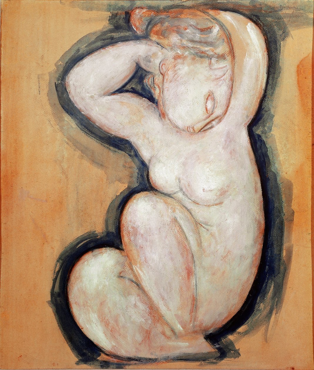 Cariatid. Maleri av Amedeo MOGILIANI (1884-1920) av Amedeo Modigliani