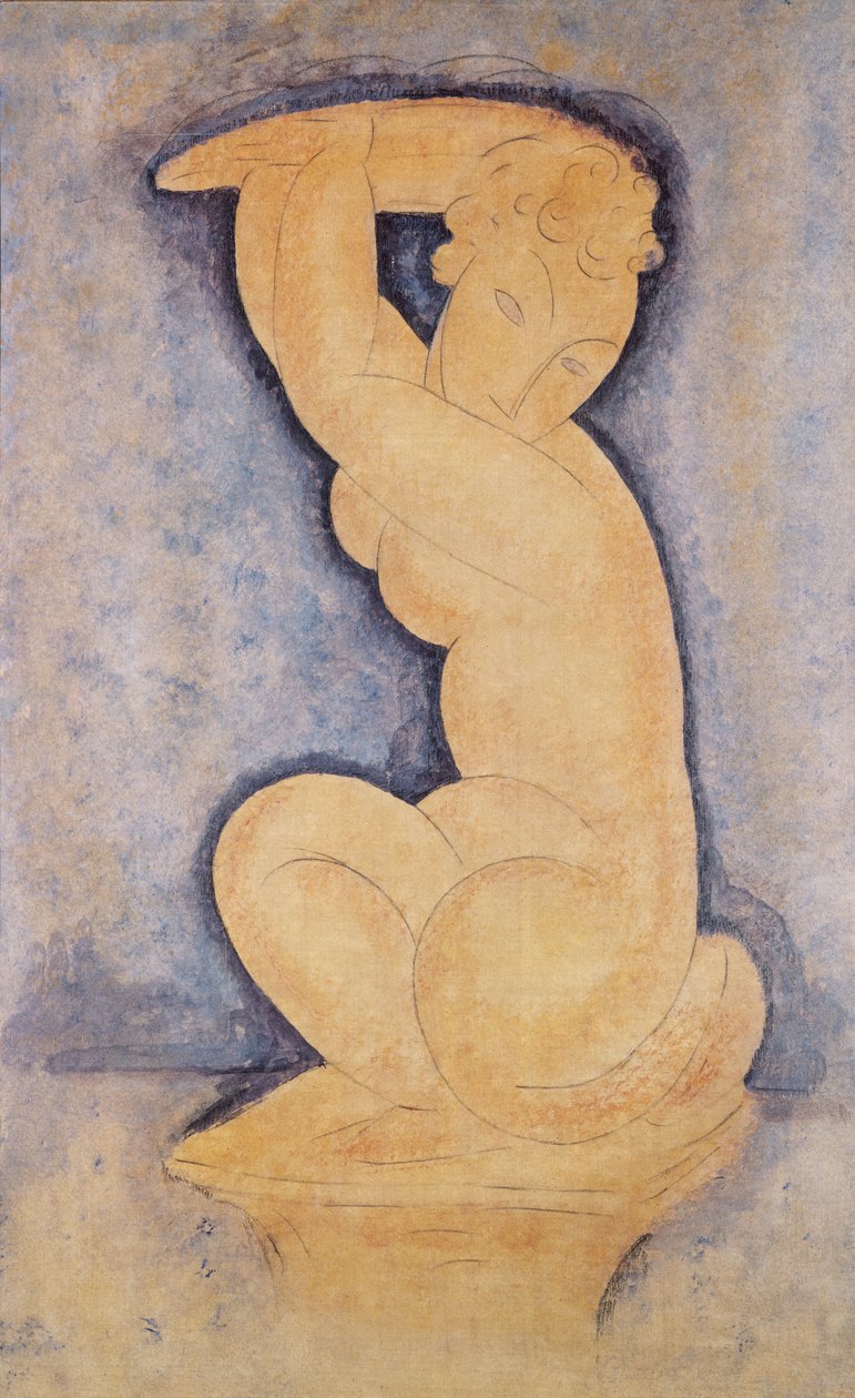 Caryatid, 1914 (blyant og wc) av Amedeo Modigliani