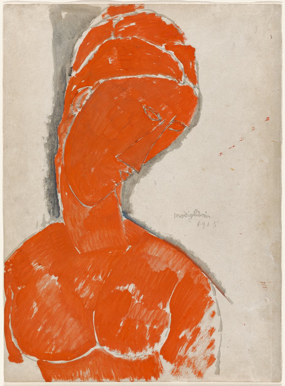 Kvinnebyste i rødt av Amedeo Modigliani