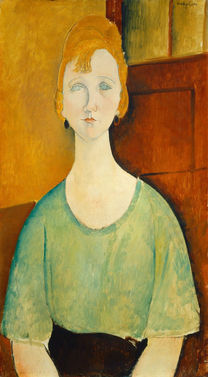 Jente i en grønn bluse av Amedeo Modigliani