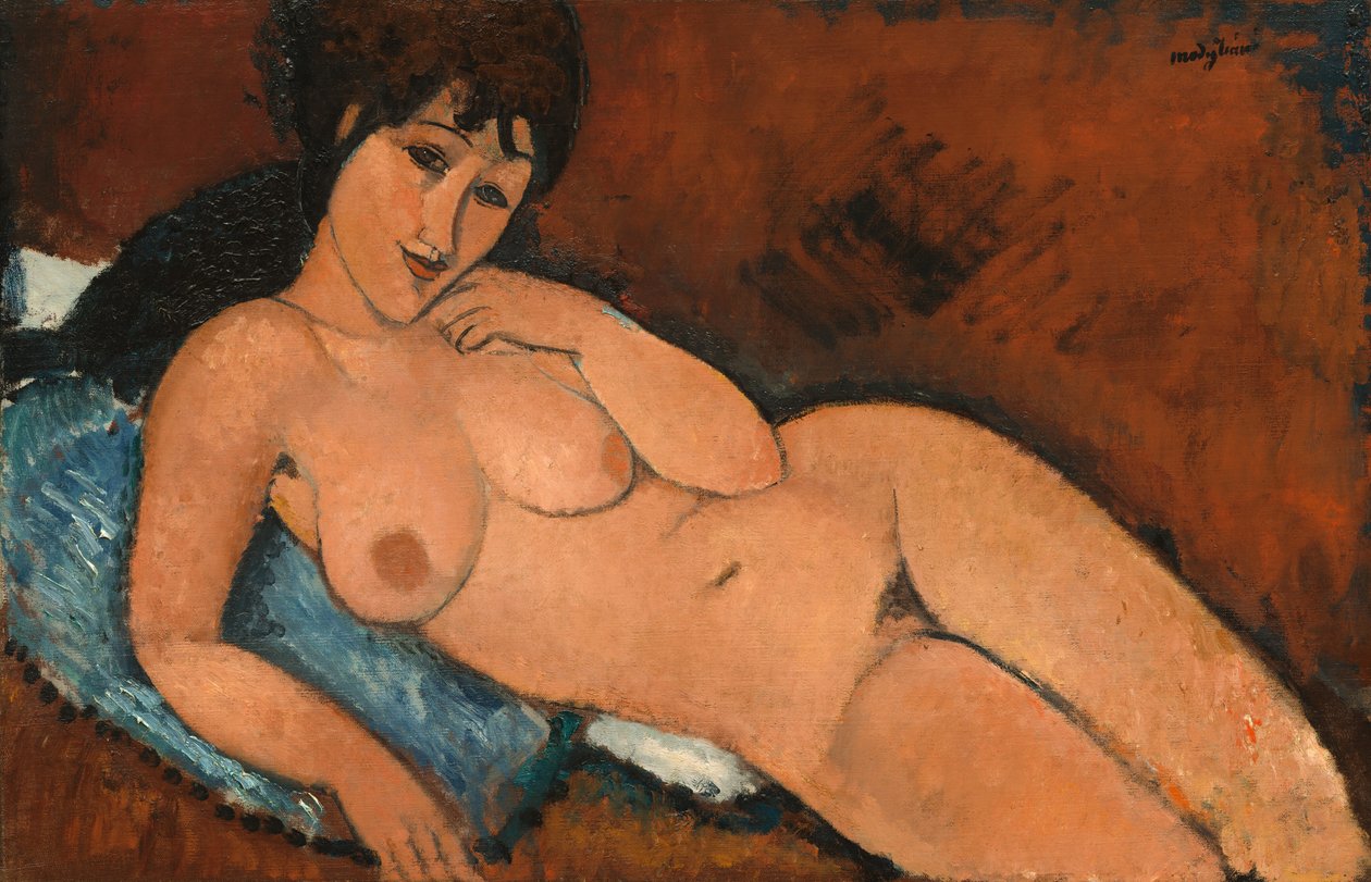 Naken på en blå pute av Amedeo Modigliani