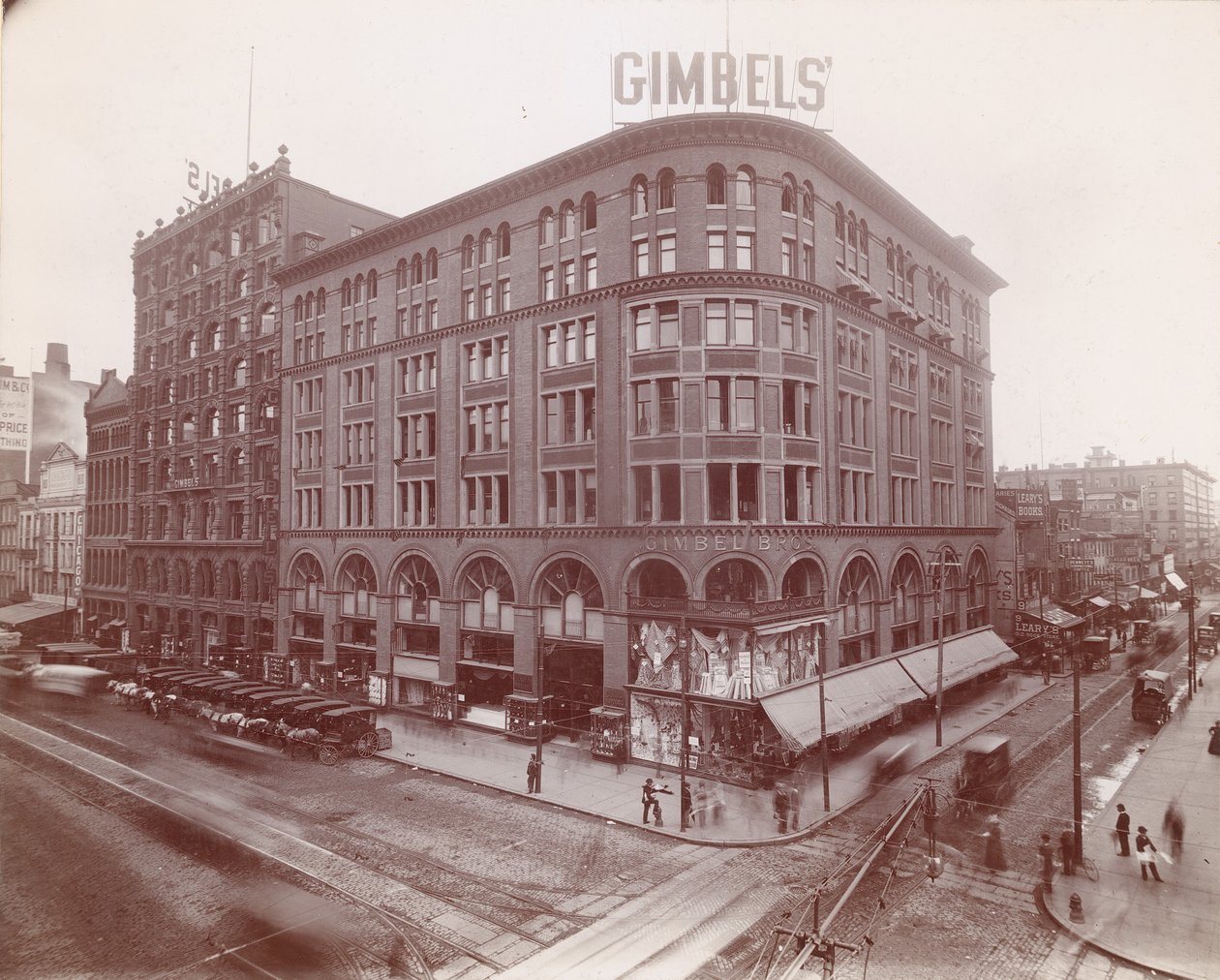 Gimbel Brothers, Market Street på 9th, Southeast corner, 1899 (albumtrykk) av American Photographer