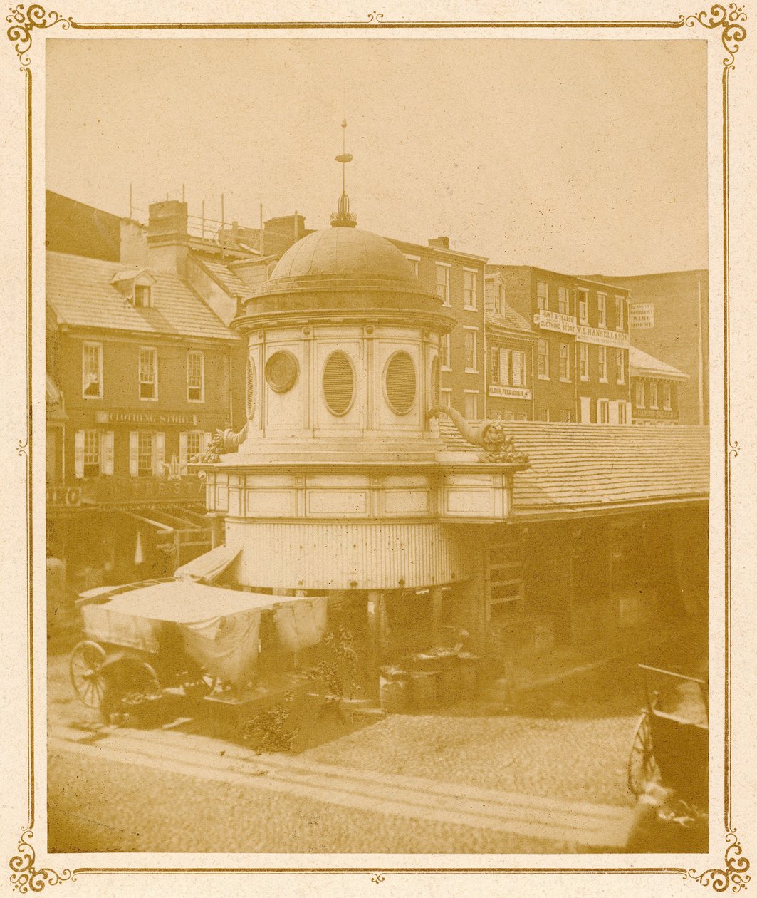 Market Terminus, Market Street at Front, 1859 (salttrykk) av American Photographer