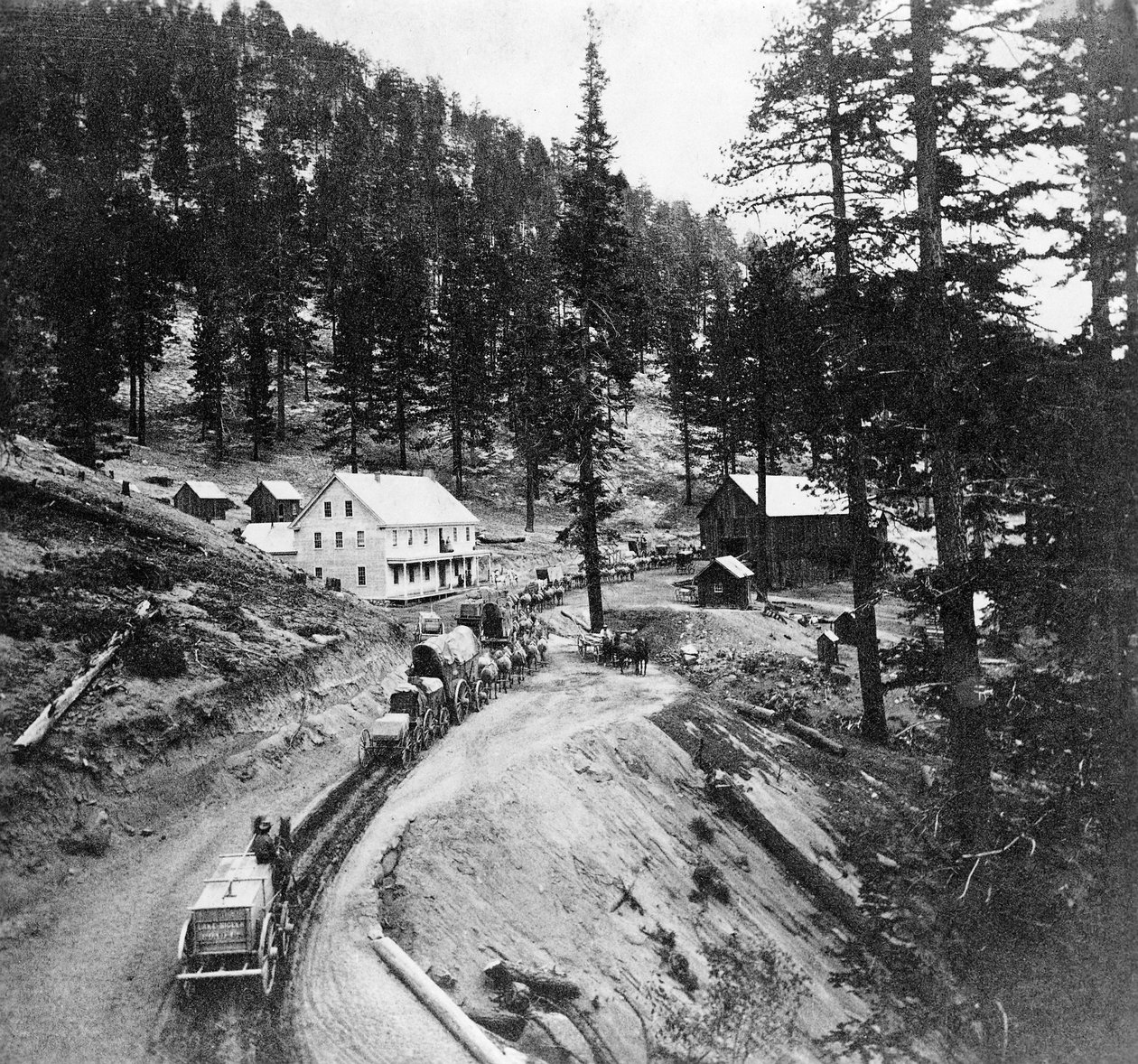 Swifts Station, Carson og Lake Bigler Road, California, fra Gems of California Scenery utgitt av Lawrence og Houseworth, 1866 av American Photographer