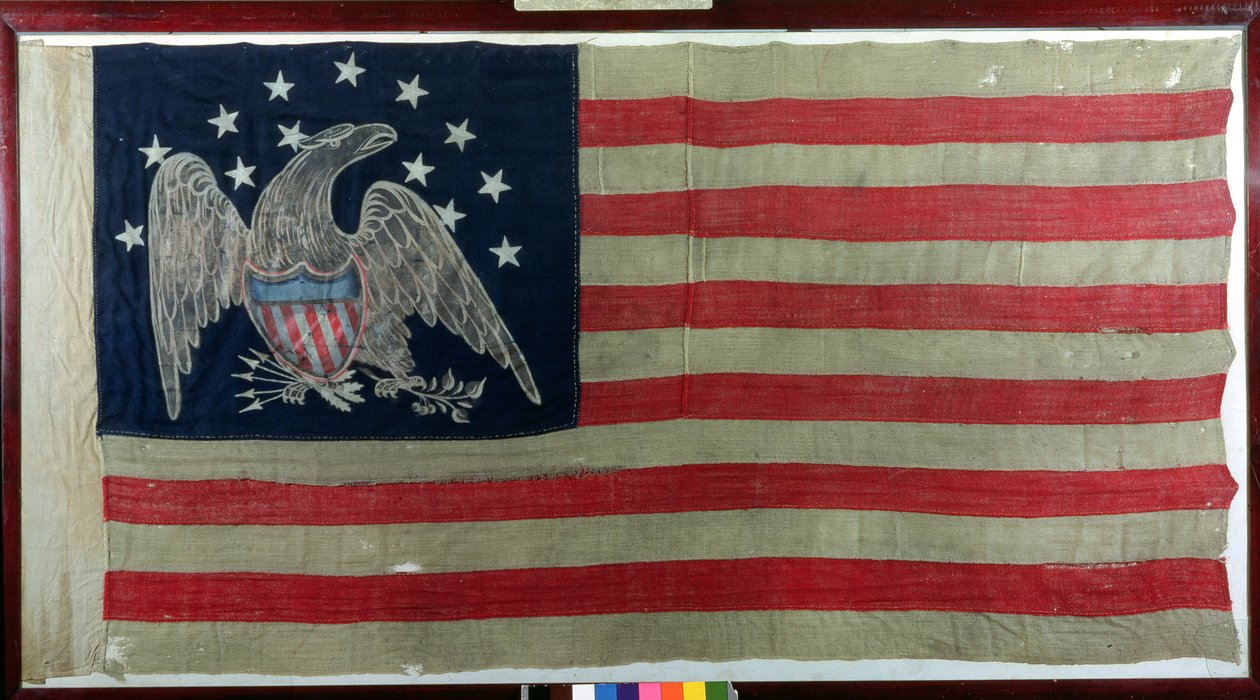 Amerikansk flagg, ca. 1781 (ull og bomull) av American School