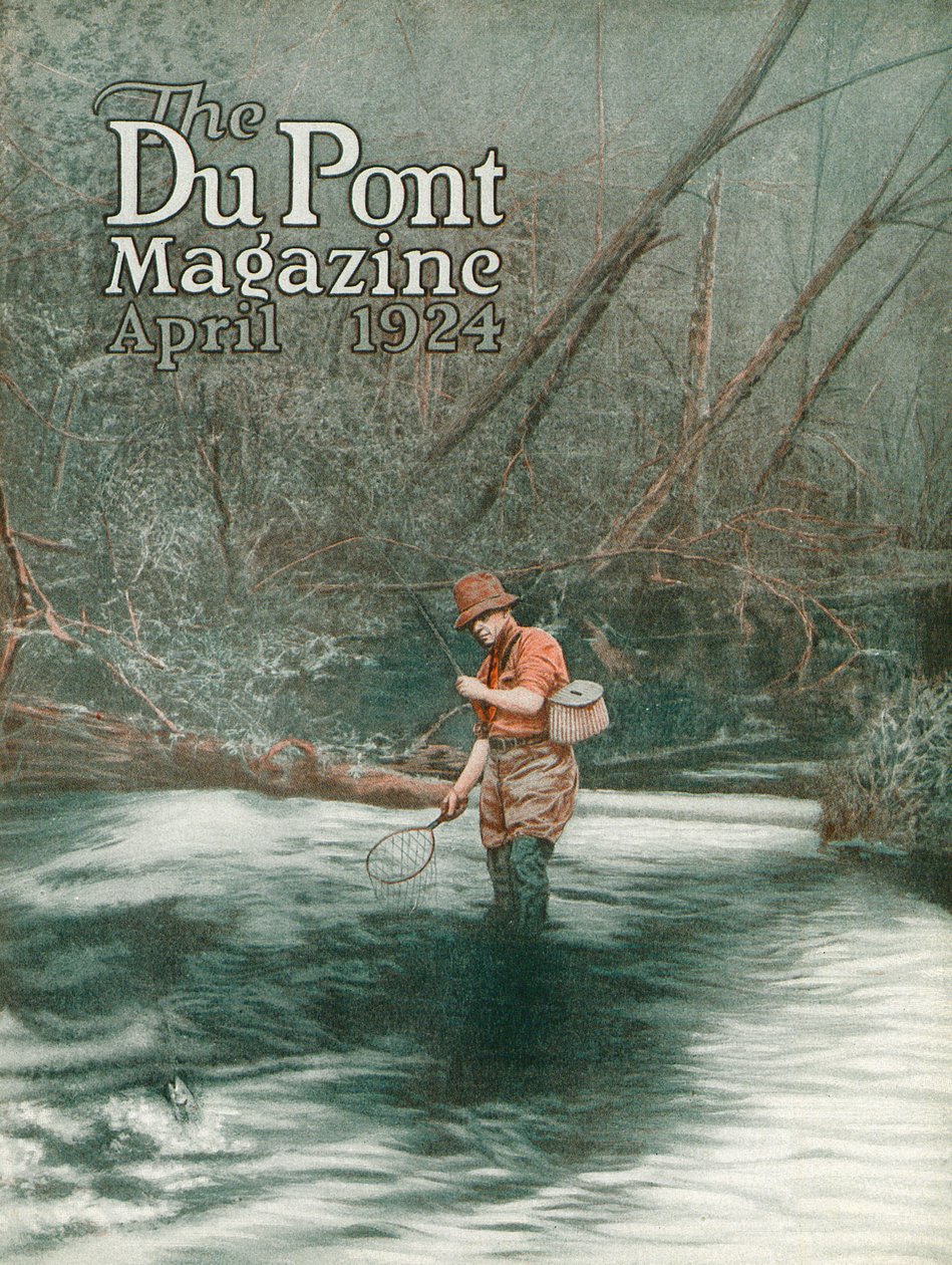 Fluefiske, forside av DuPont Magazine, april 1924 av American School