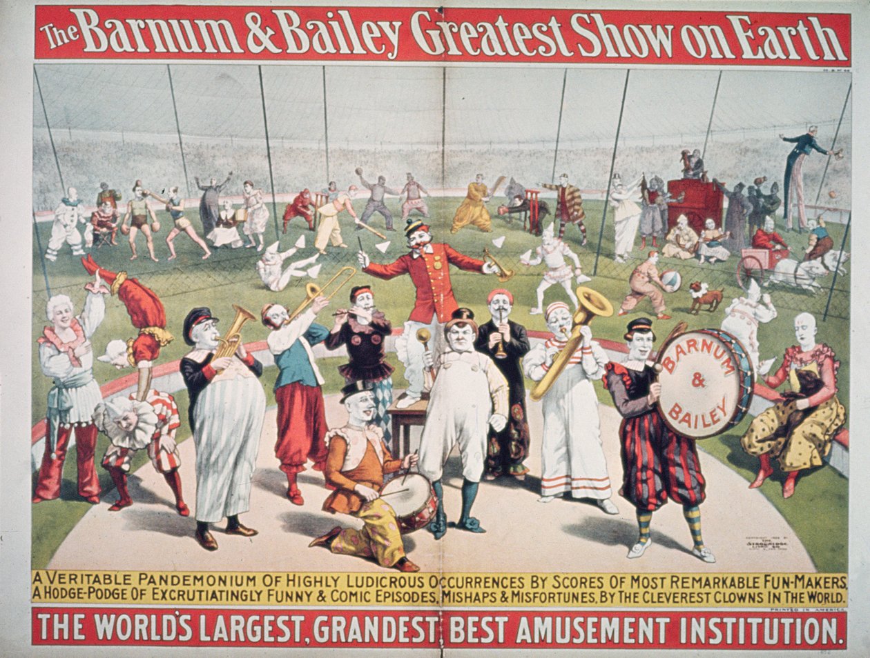 Plakat som annonserer Barnum og Bailey Greatest Show on Earth av American School
