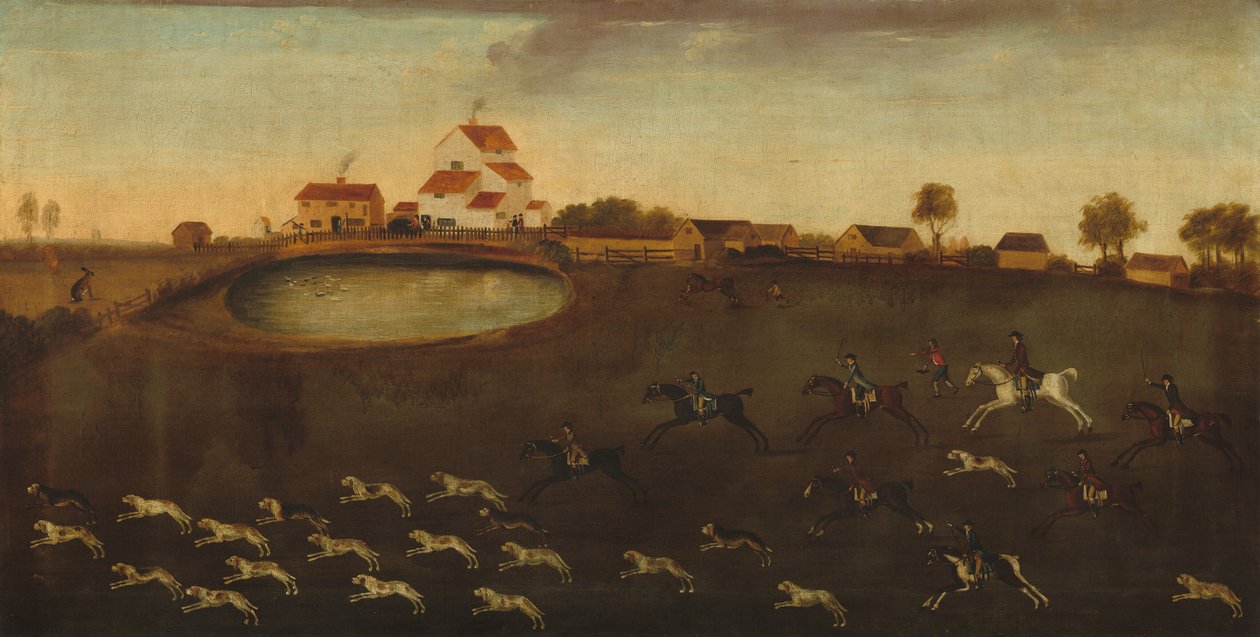 Jaktscene med en dam av American 18th Century