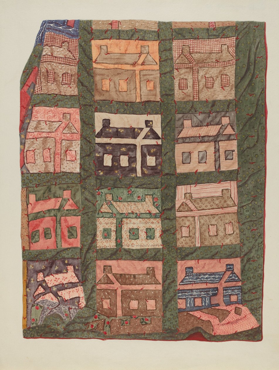 Tømmerhytte Patchwork Quilt av American 20th Century