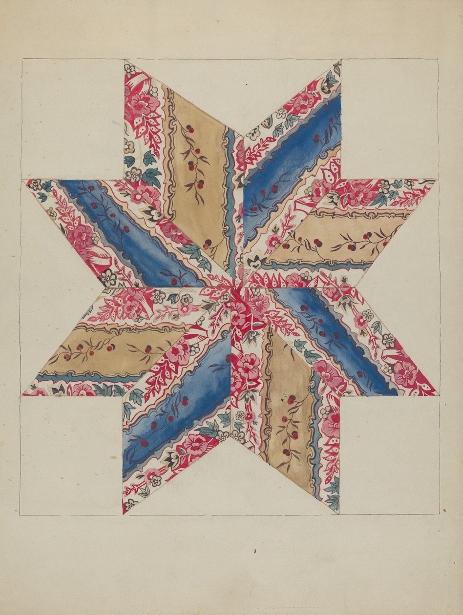 Quilt Applique (stjerner) av American 20th Century