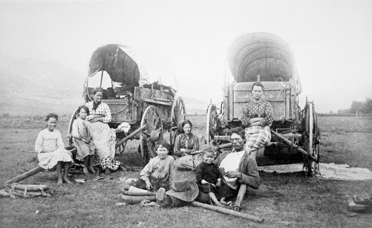 American Pioneer Family, ca. 1870 (s/hvitt-bilde) av American Photographer
