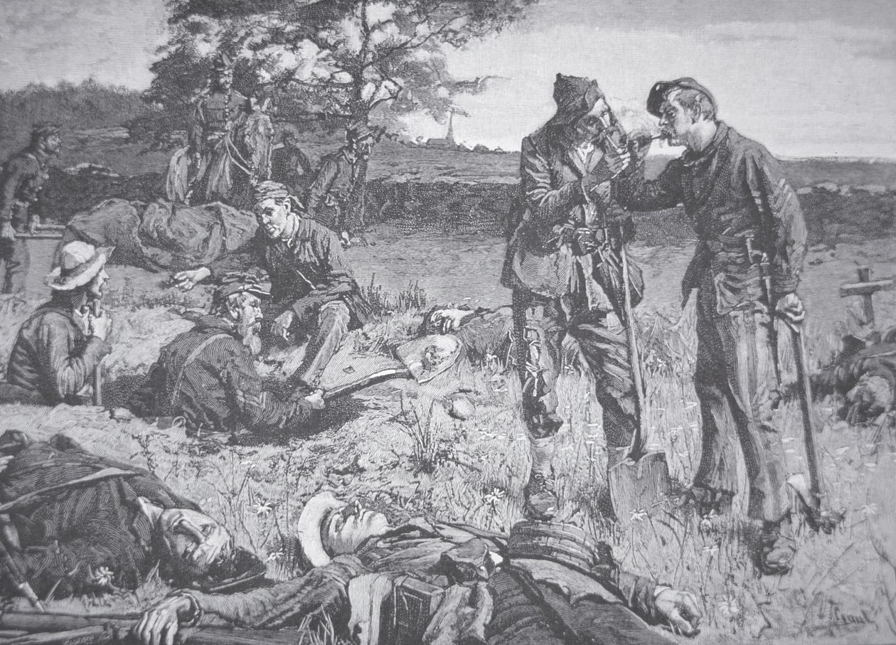 Mellom linjene under en våpenhvile (litho) av American School