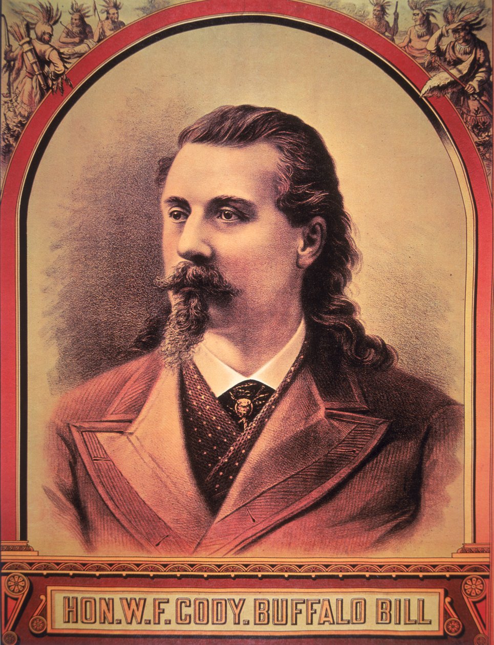 Buffalo Bill (1846-1917) 1886 (litho-farge) av American School
