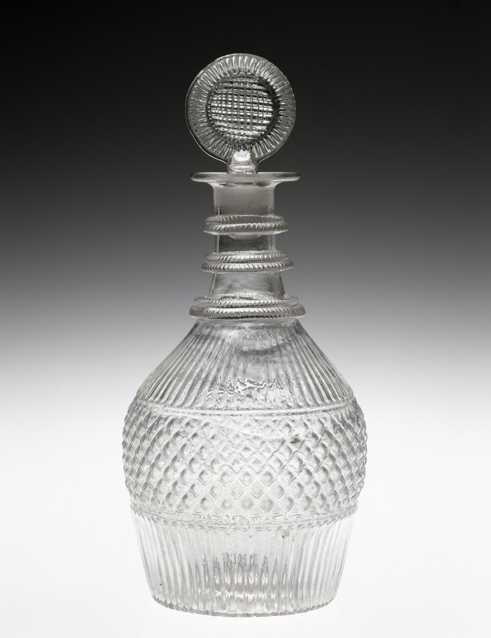 Karaffel og propp, ca. 1820-1840 (ikke-bly glass) av American School